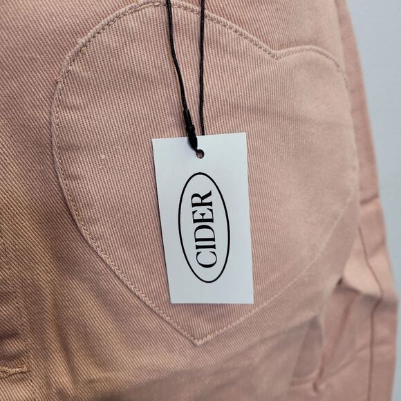 NEW Cider pink heart pocket front button denim mini skirt M - Picture 6 of 9